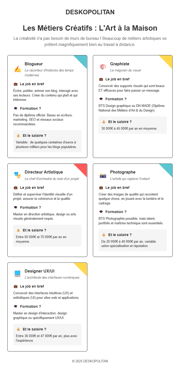 Les métiers créatifs en télétravail